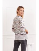 Cream women\'s blouse with a floral pattern 0446 - Online store - Boutique